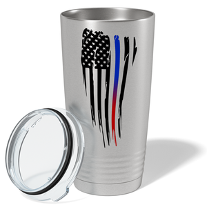 Thin Red and Blue Line American Flag Police 20oz Stainless Tumbler