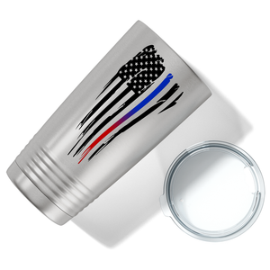 Thin Red and Blue Line American Flag Police 20oz Stainless Tumbler