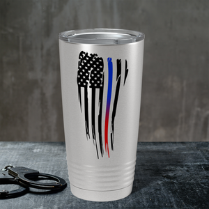 Thin Red and Blue Line American Flag Police 20oz Stainless Tumbler