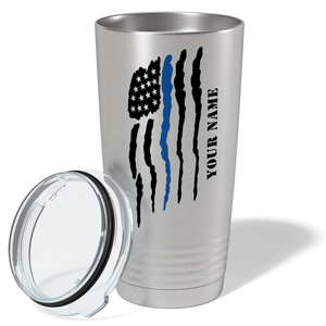 Personalized Flying Blue Line Flag Police 20oz Stainless Tumbler