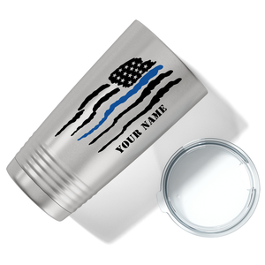 Personalized Flying Blue Line Flag Police 20oz Stainless Tumbler