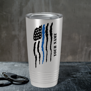 Personalized Flying Blue Line Flag Police 20oz Stainless Tumbler