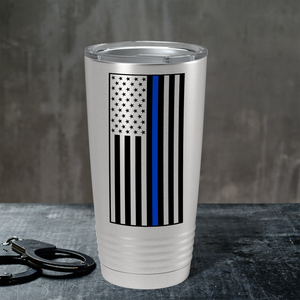 Black Thin Blue Line Flag 20oz Stainless Tumbler