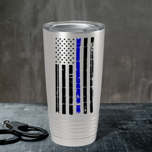 Distressed Blue Line Flag Police 20oz Stainless Tumbler