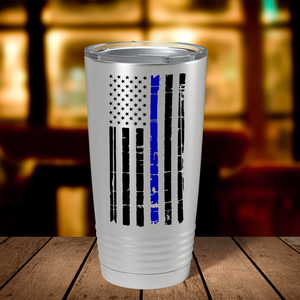 Distressed Blue Line Flag Police 20oz Stainless Tumbler