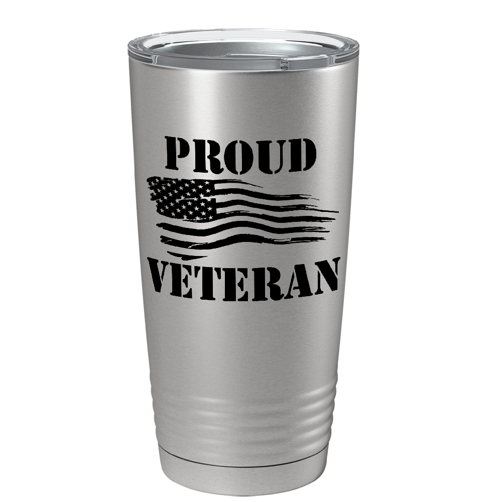 Proud Veteran on Stainless 20 oz Stainless Steel Tumbler