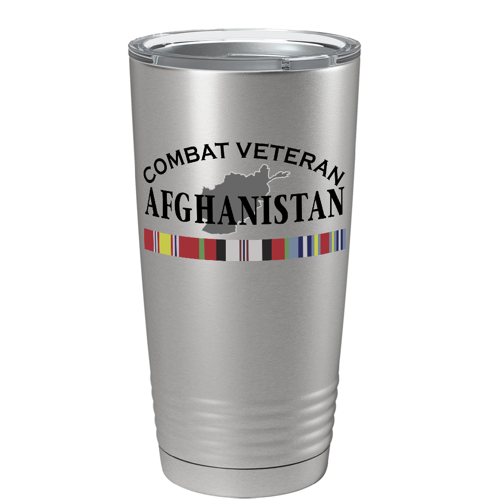 Combat Veteran Afghanistan on Stainless 20 oz Stainless Steel Tumbler