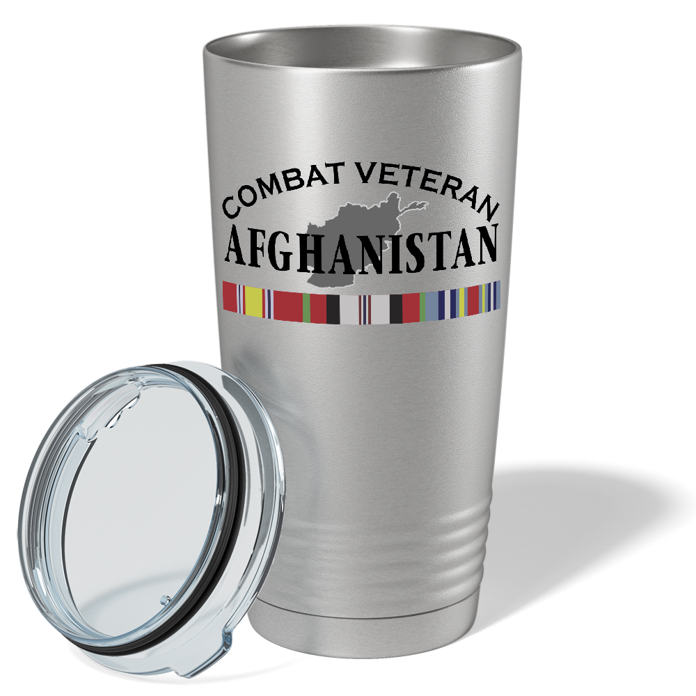 Combat Veteran Afghanistan on Stainless 20 oz Stainless Steel Tumbler