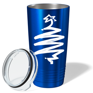 White Christmas Tree on Blue Translucent Holiday 20oz Tumbler