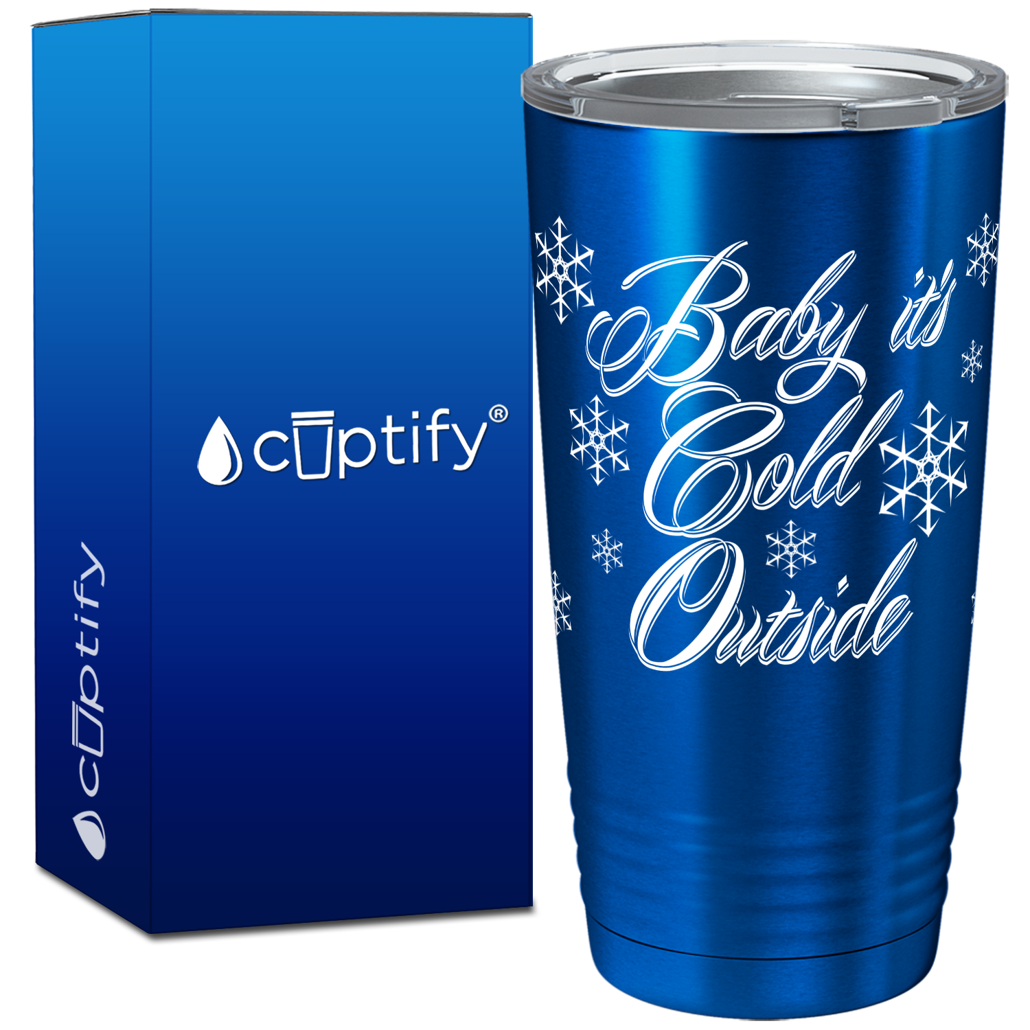 Baby It's Cold Outside on Blue Translucent Christmas Holiday 20oz Tumbler