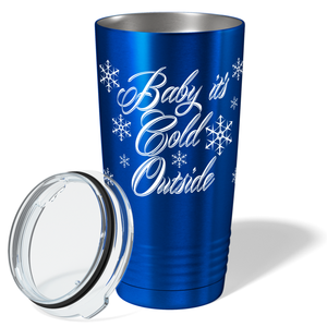 Baby It's Cold Outside on Blue Translucent Christmas Holiday 20oz Tumbler