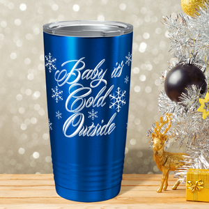 Baby It's Cold Outside on Blue Translucent Christmas Holiday 20oz Tumbler