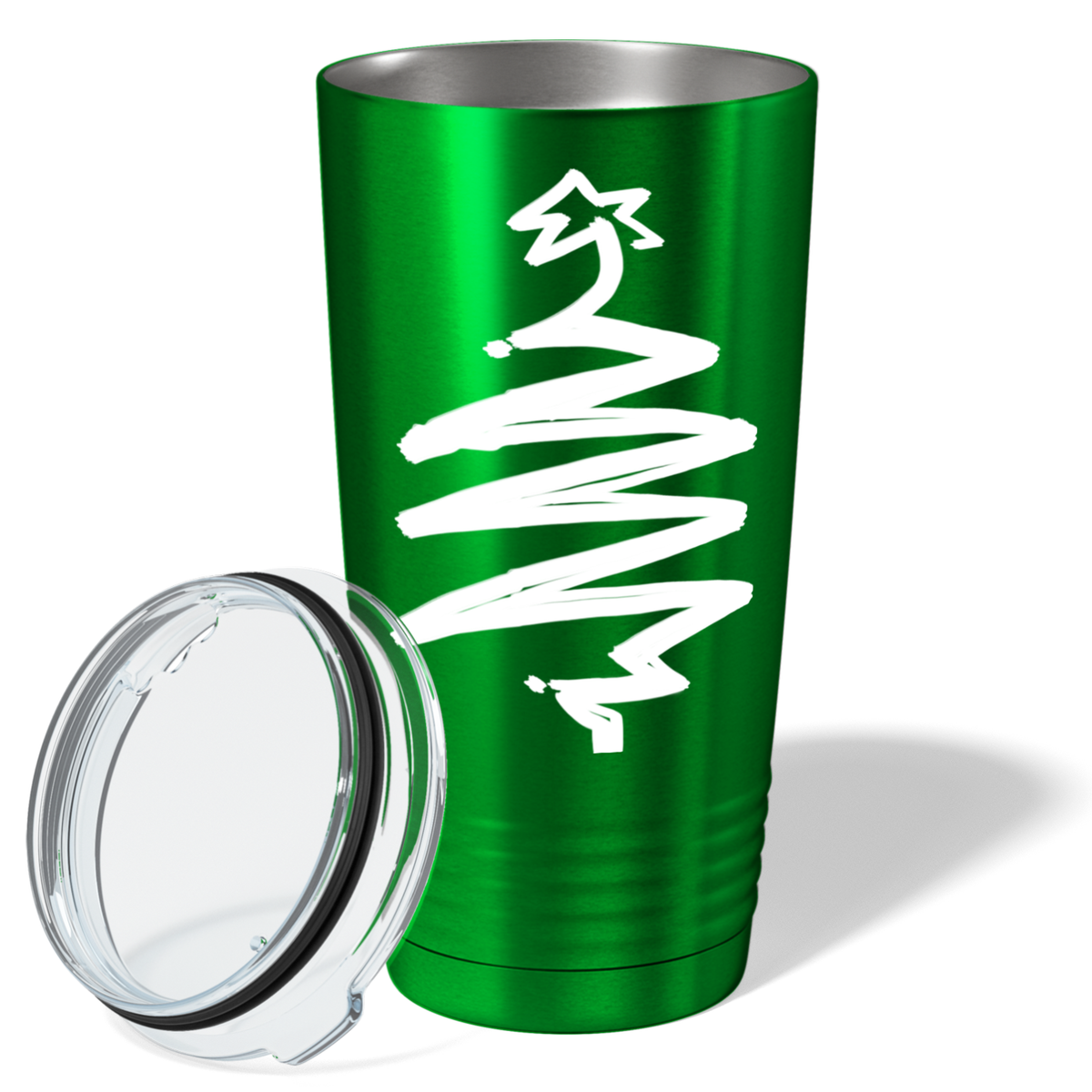 White Christmas Tree on Green Translucent Holiday 20oz Tumbler