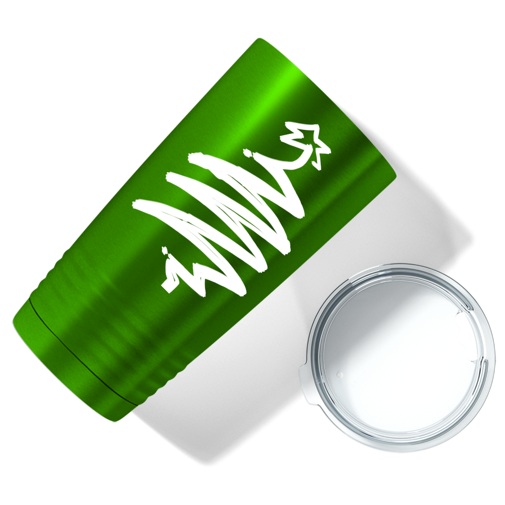 White Christmas Tree on Green Translucent Holiday 20oz Tumbler