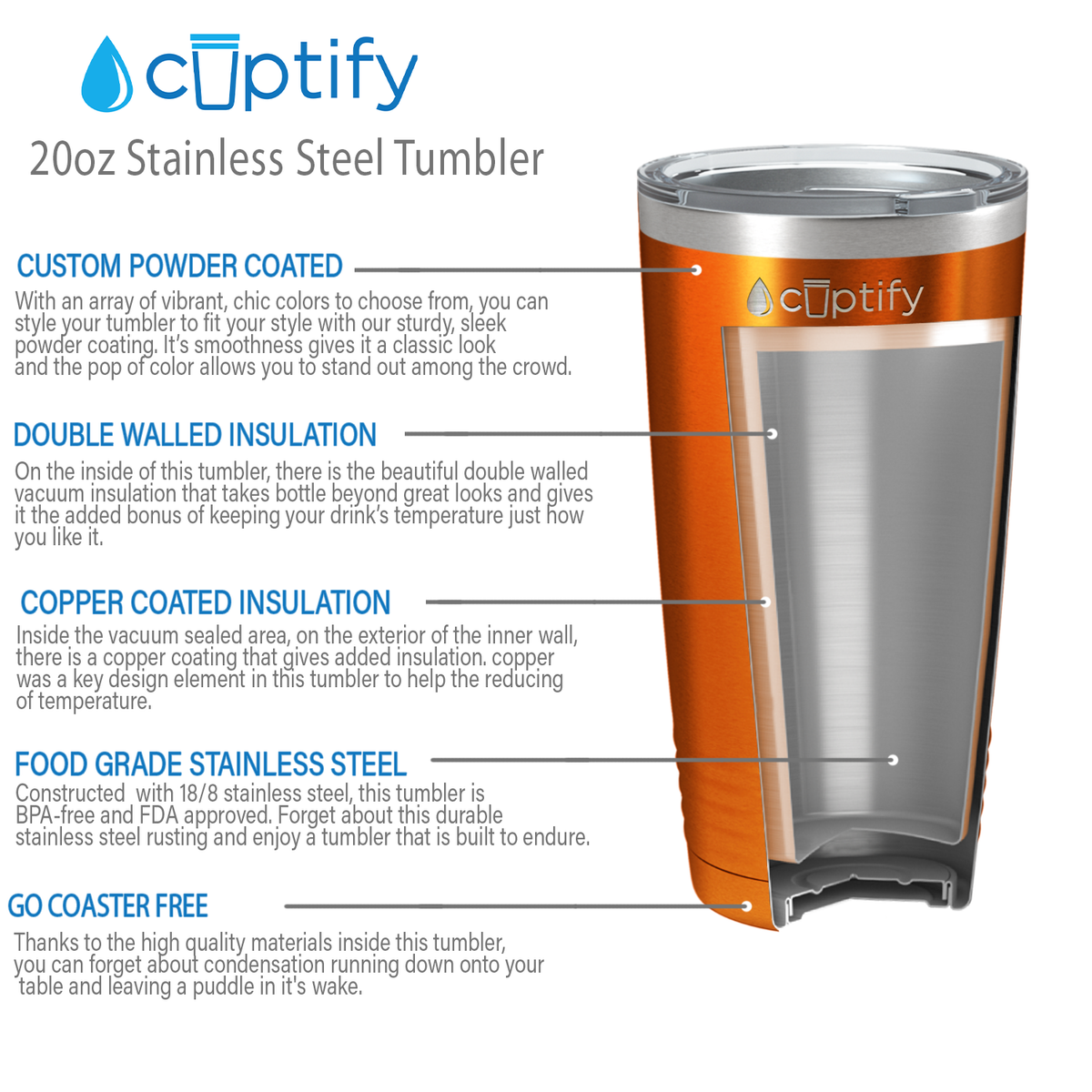 Orange Translucent 20oz Tumbler
