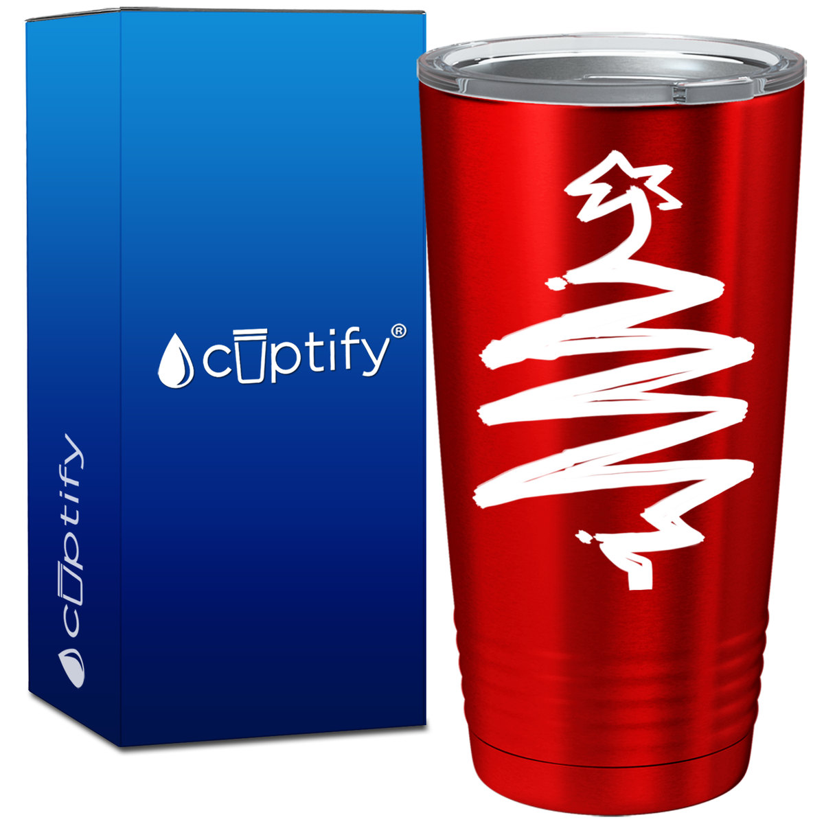 White Christmas Tree on Red Translucent Holiday 20oz Tumbler
