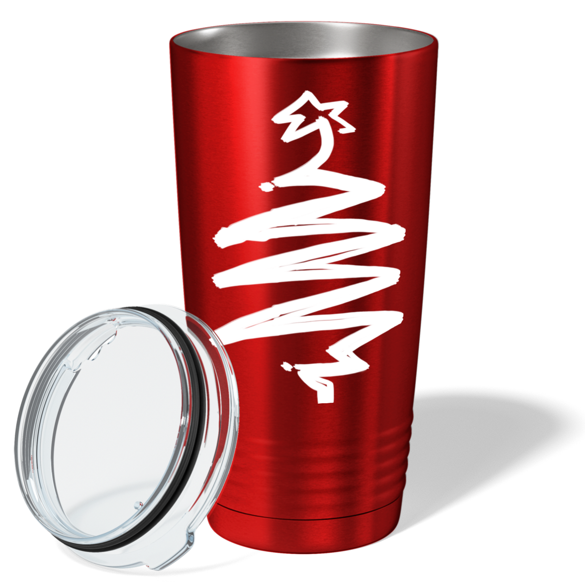 White Christmas Tree on Red Translucent Holiday 20oz Tumbler