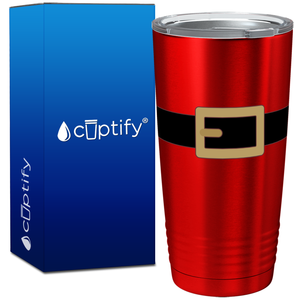 Christmas Santa's Belt on Red Translucent Holiday 20oz Tumbler