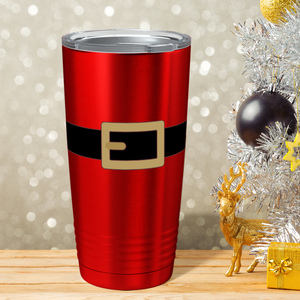 Christmas Santa's Belt on Red Translucent Holiday 20oz Tumbler