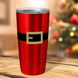 Christmas Santa's Belt on Red Translucent Holiday 20oz Tumbler