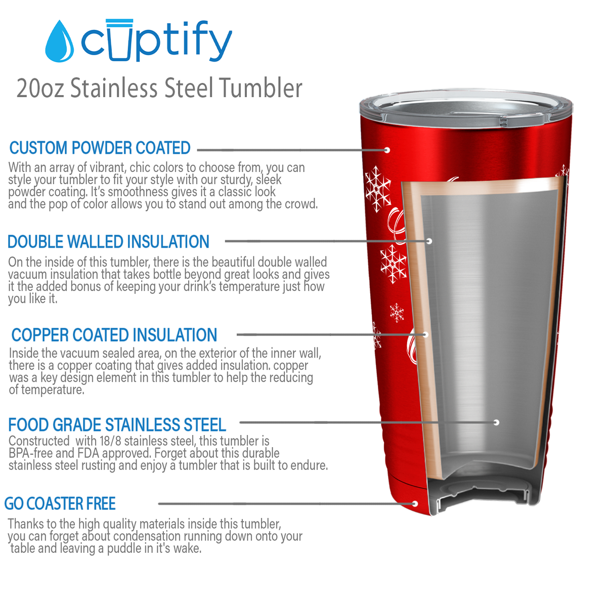 Baby It's Cold Outside on Red Translucent Christmas Holiday 20oz Tumbler