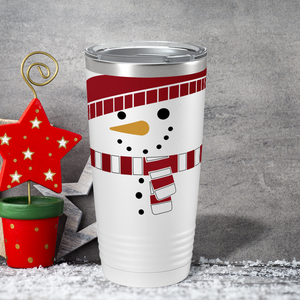 Holiday Snowman on White Christmas 20oz Tumbler