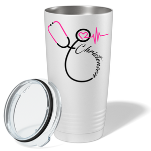 Personalized Nurse Pink Stethoscope White 20oz Tumbler