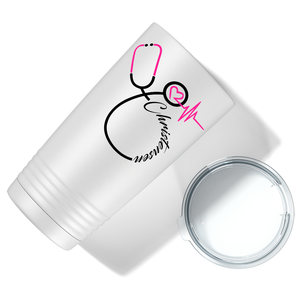 Personalized Nurse Pink Stethoscope White 20oz Tumbler