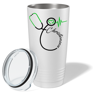 Personalized Nurse Green Stethoscope White 20oz Tumbler