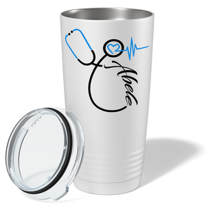 Personalized Nurse Blue Stethoscope White 20oz Tumbler