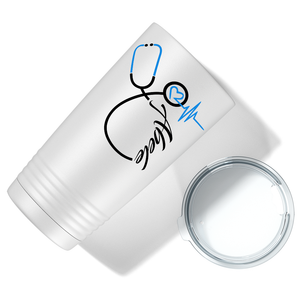 Personalized Nurse Blue Stethoscope White 20oz Tumbler