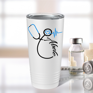 Personalized Nurse Blue Stethoscope White 20oz Tumbler