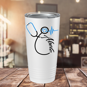 Personalized Nurse Blue Stethoscope White 20oz Tumbler