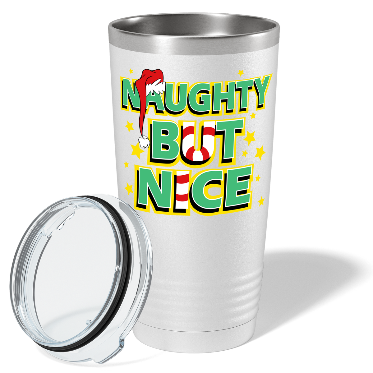Naughty But Nice on White Christmas 20oz Tumbler