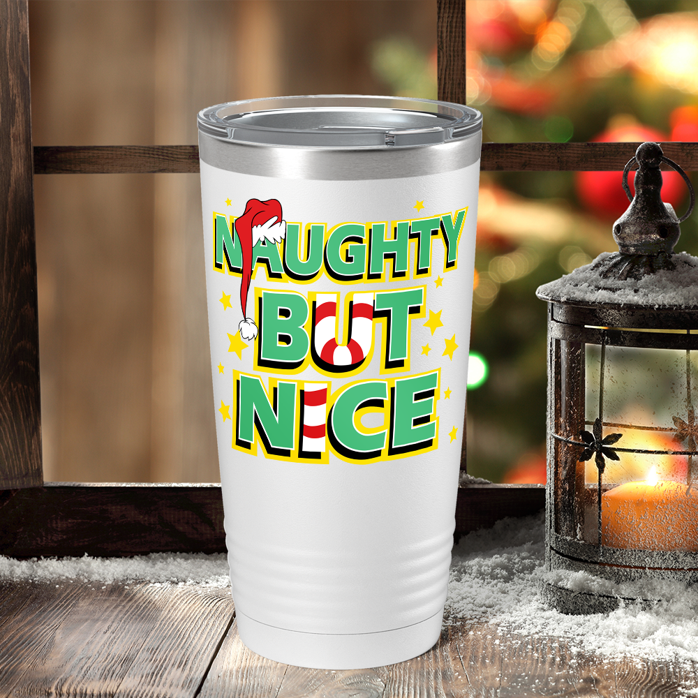 Naughty But Nice on White Christmas 20oz Tumbler
