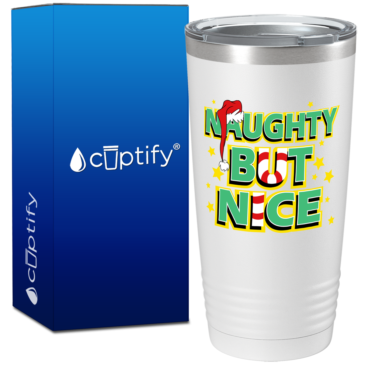 Naughty But Nice on White Christmas 20oz Tumbler