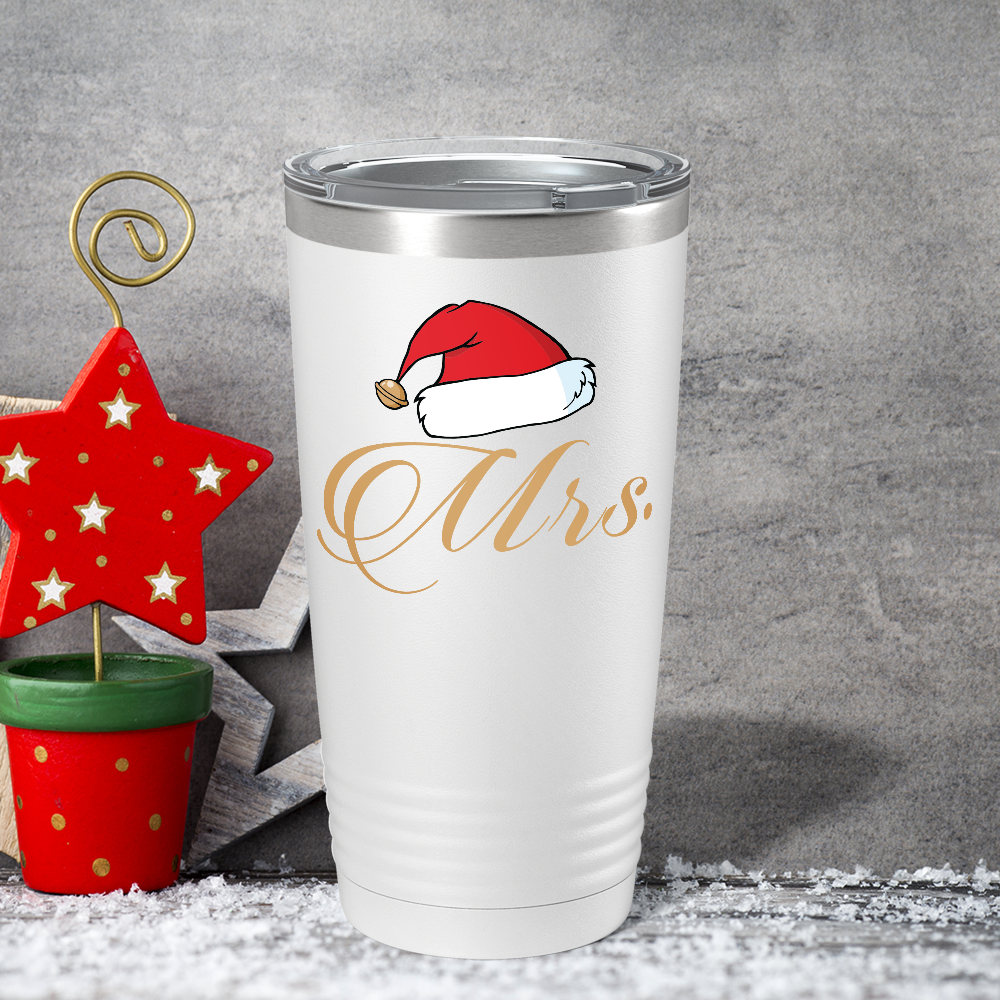 Mrs Clause on White Christmas 20oz Tumbler