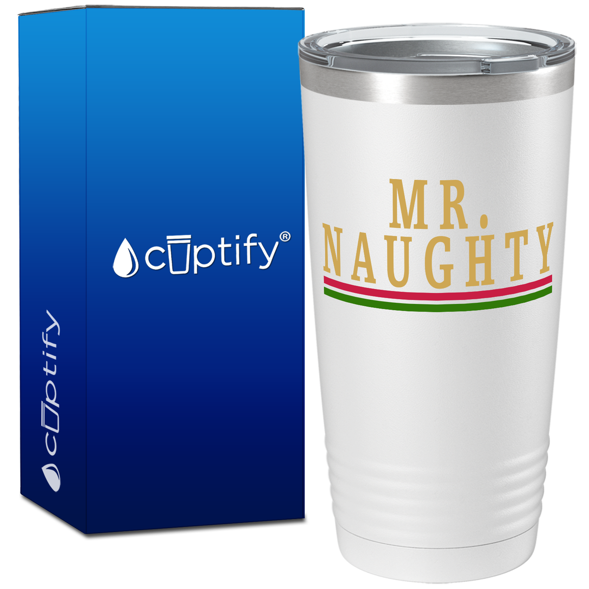 Mr Naughty on White Christmas 20oz Tumbler