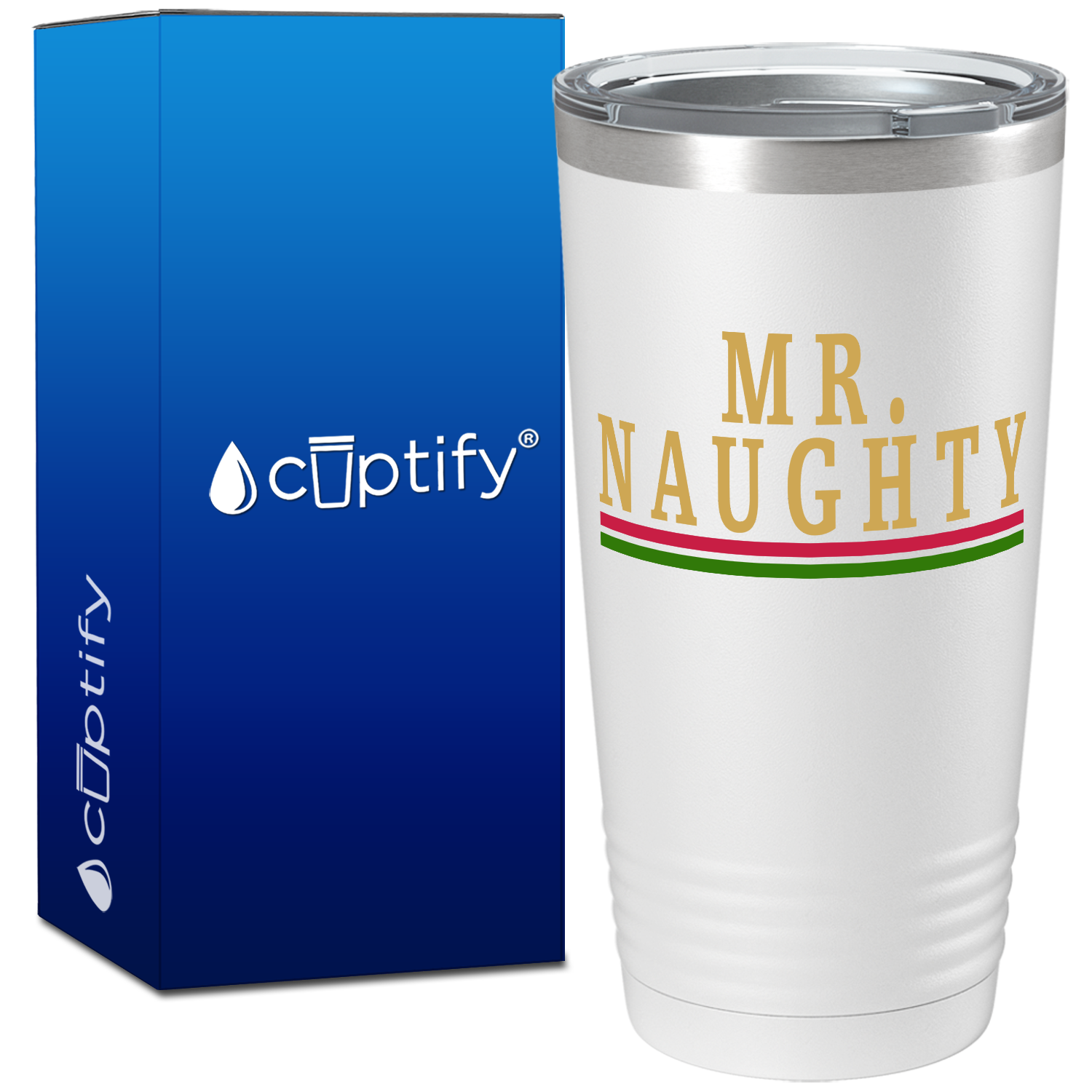 Mr Naughty on White Christmas 20oz Tumbler