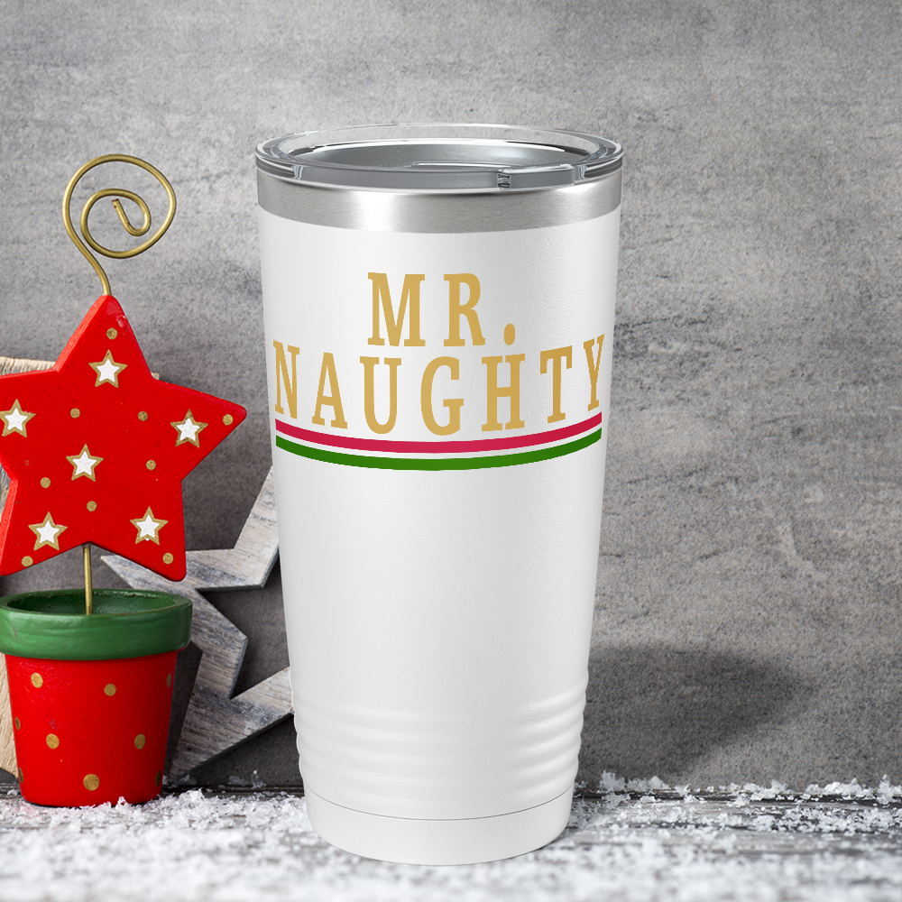 Mr Naughty on White Christmas 20oz Tumbler