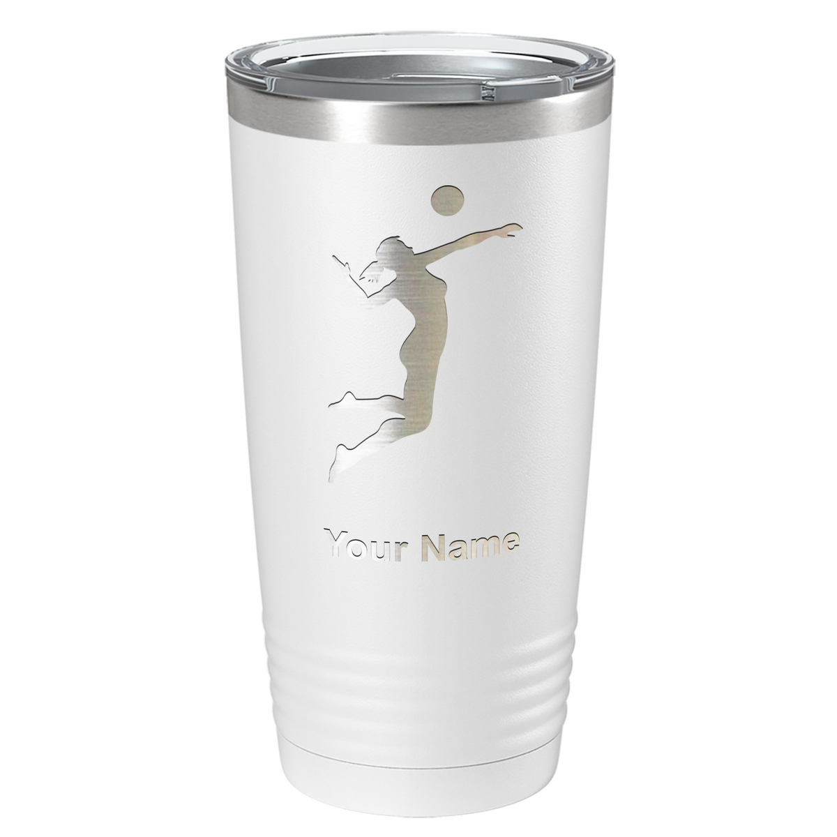 Personalized Volleyball Player Silhouette Laser Engraved on Stainless Steel Volleyball Tumbler