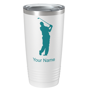 Golf Player Silhouette on Stainless Steel Golf Tumbler