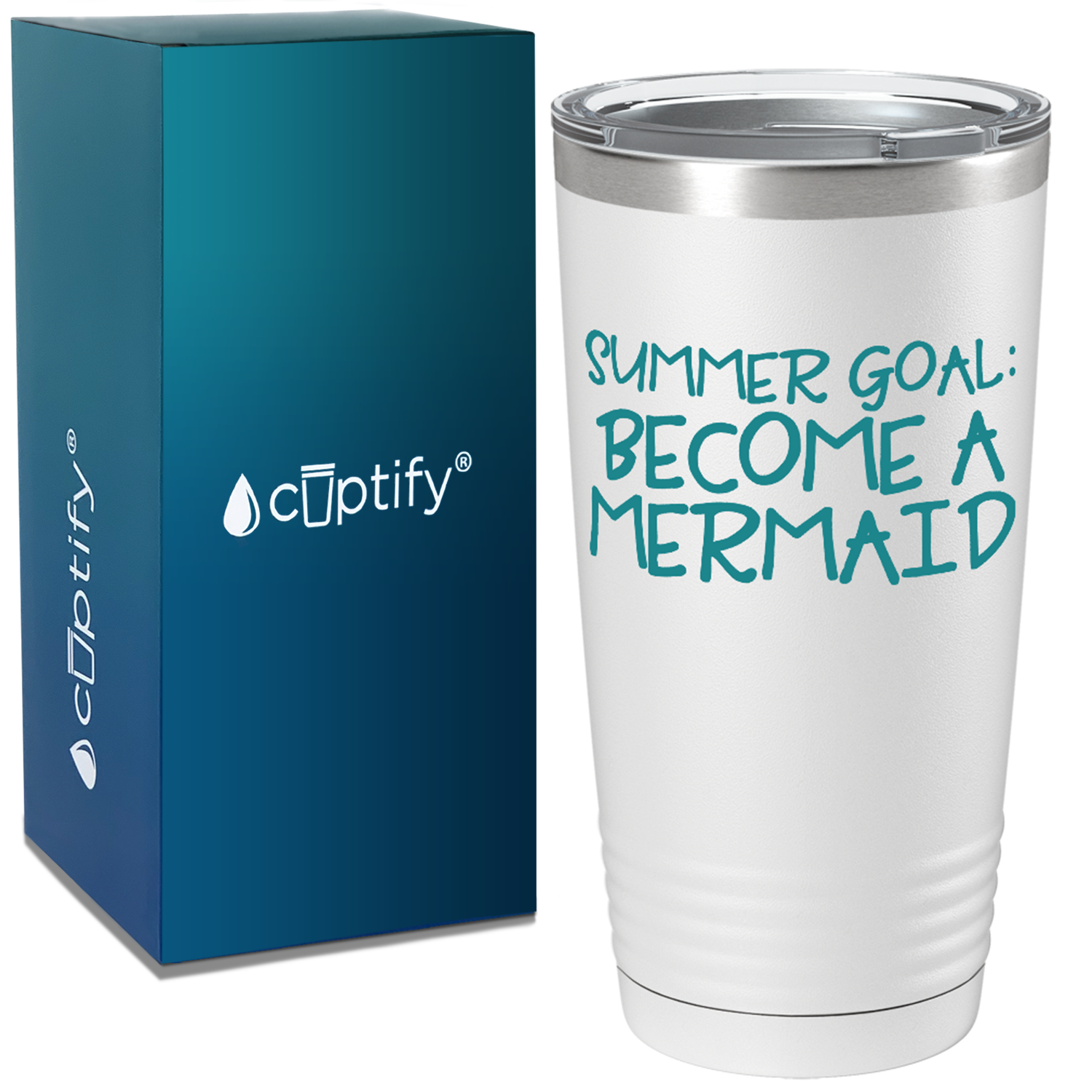 Summer Goal Become a Mermaid on White Mermaid 20oz Tumbler