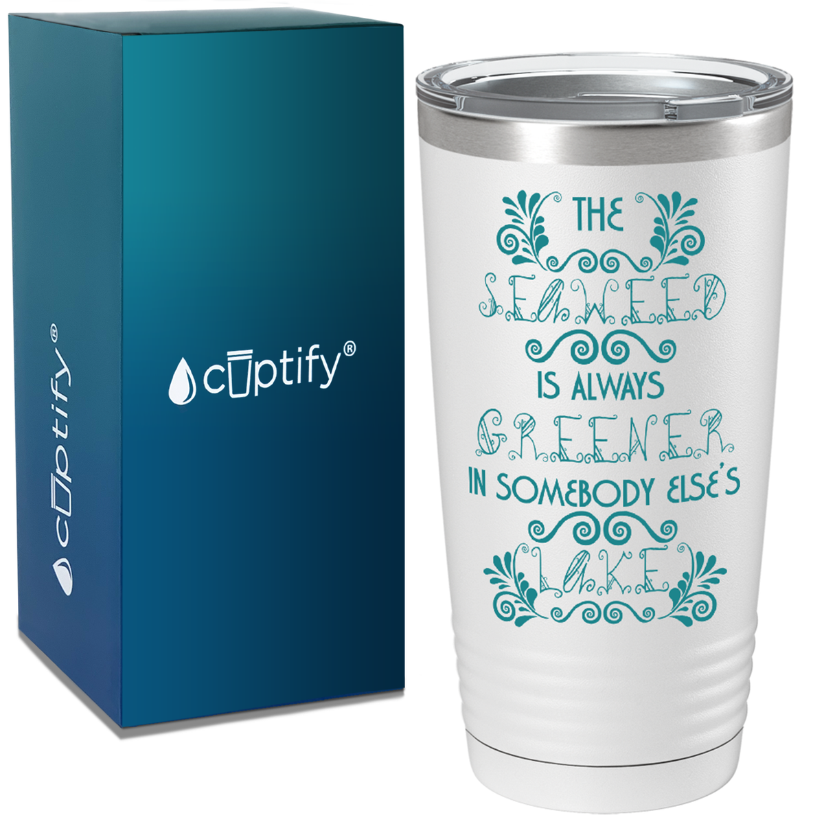 The Seaweed is Always Greener on White Mermaid 20oz Tumbler