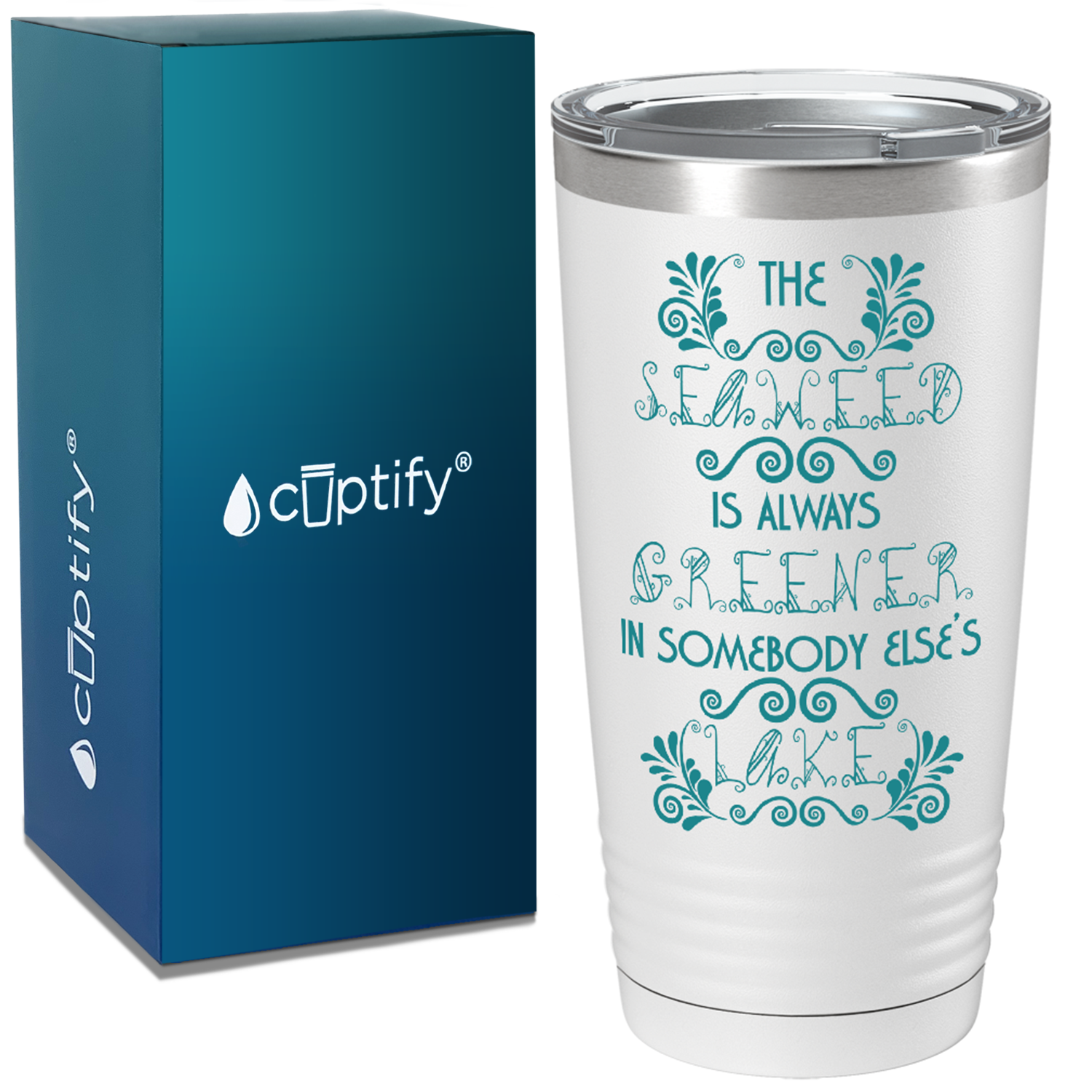 The Seaweed is Always Greener on White Mermaid 20oz Tumbler