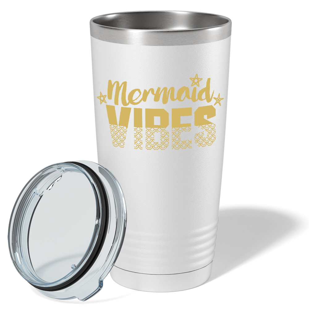 Mermaid Vibes Stars on White Mermaid 20oz Tumbler
