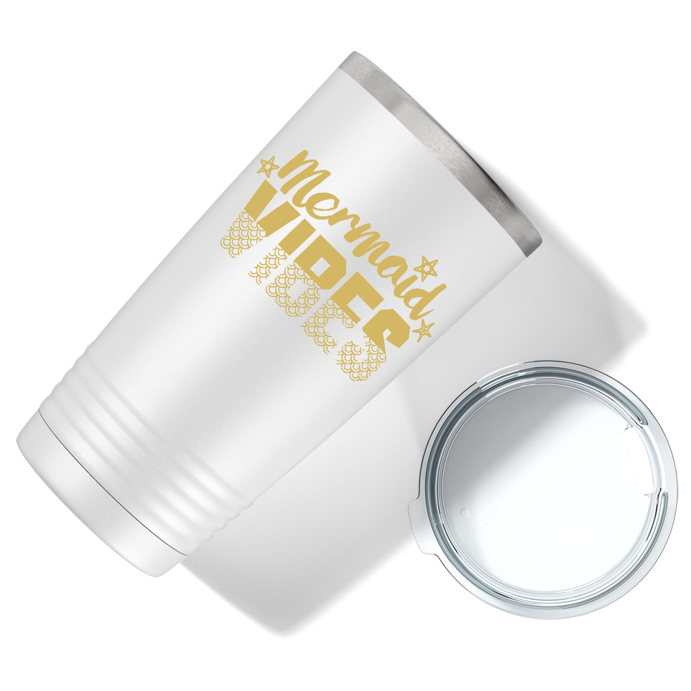 Mermaid Vibes Stars on White Mermaid 20oz Tumbler