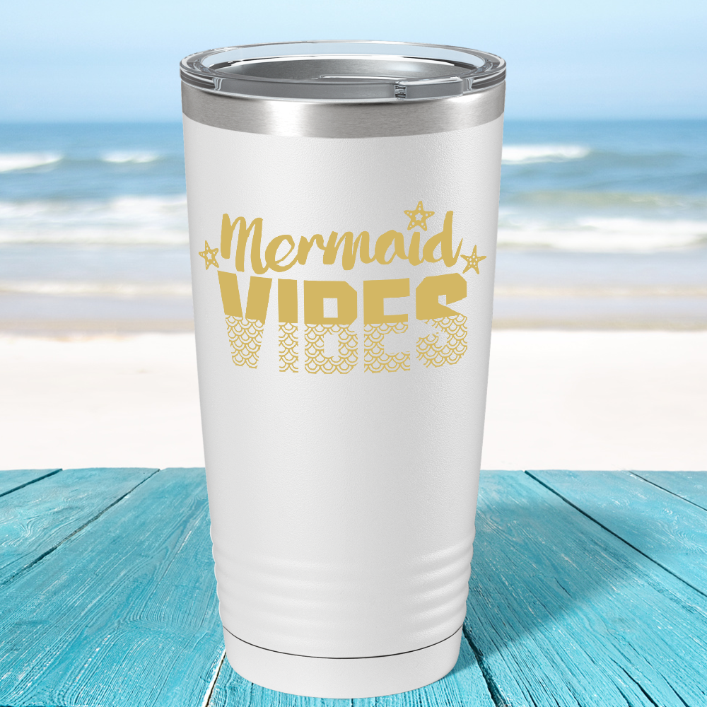 Mermaid Vibes Stars on White Mermaid 20oz Tumbler