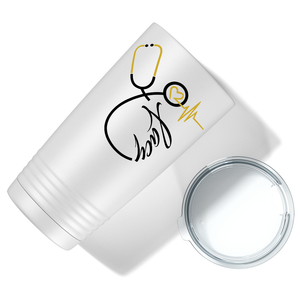 Personalized Nurse Gold Stethoscope White 20oz Tumbler