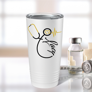 Personalized Nurse Gold Stethoscope White 20oz Tumbler